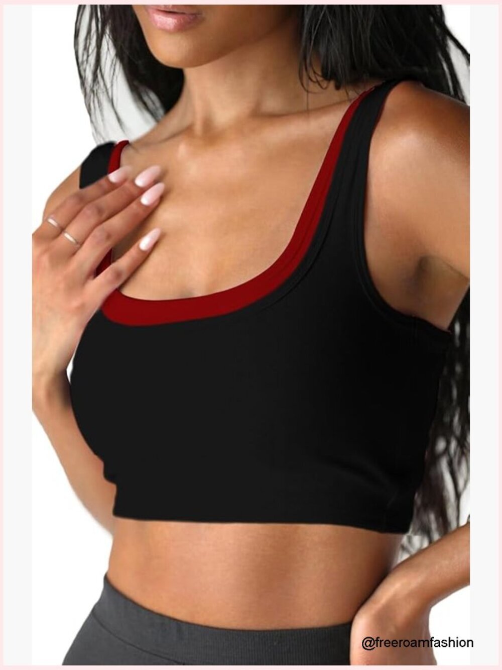 Double Layered Square Neck Crop Tank Top with Built-in Bra